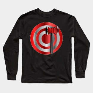 Silver Handle Silver Stripe Target and throwing Hatchet Long Sleeve T-Shirt